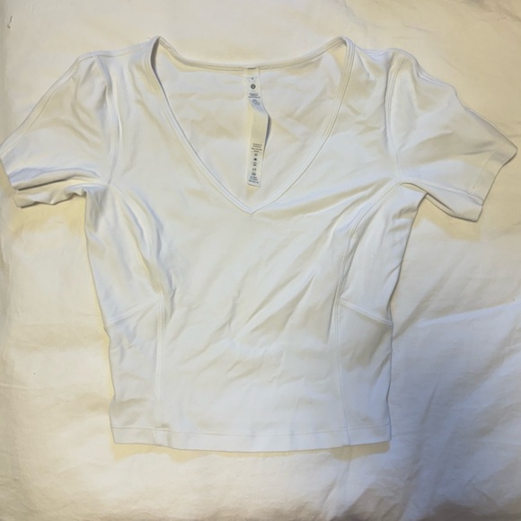 lululemon nulu cropped slim yoga short sleeve - white size 4 crop top - Picture 6 of 10